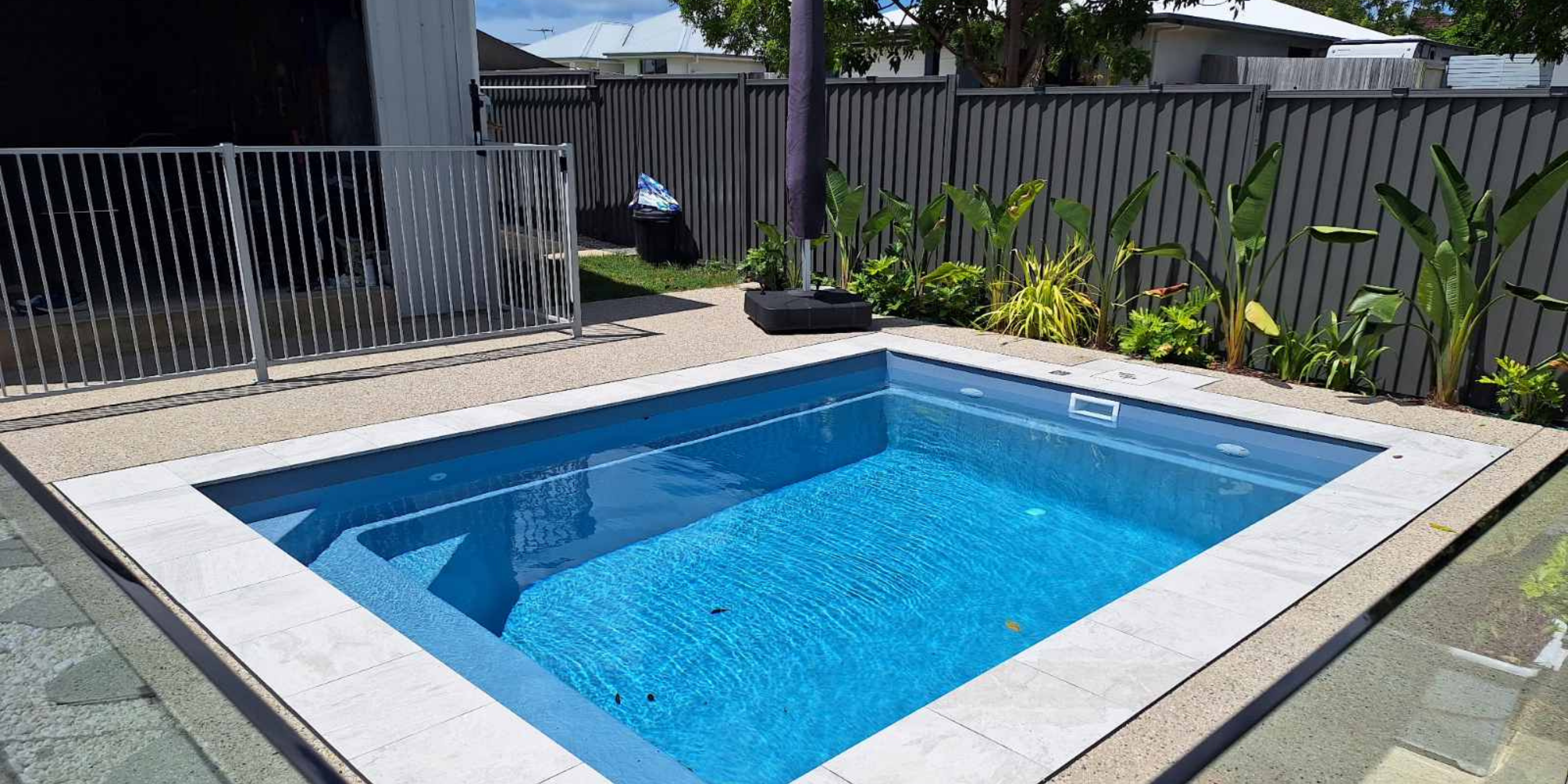 Small Pool installed with all landscaping completed