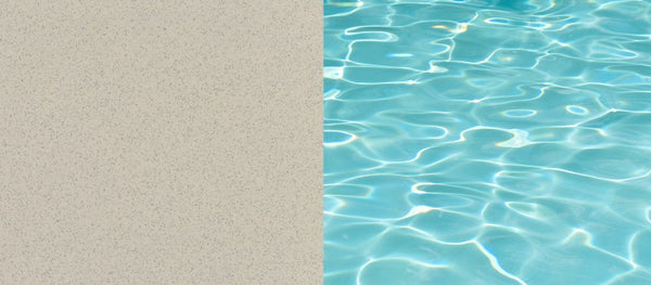 Two-tone colour swatch of Beach Shimmer, one side showing the colour on the shell and the other the colour on the water