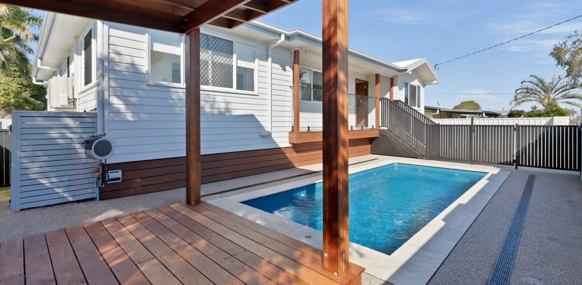Installed pool with a feature deck entertaining space 